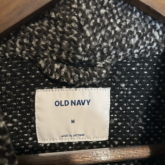 Old Navy Relaxed Textured Charcoal Gray Button-Front Coat - Size Medium - Picture 5 of 6